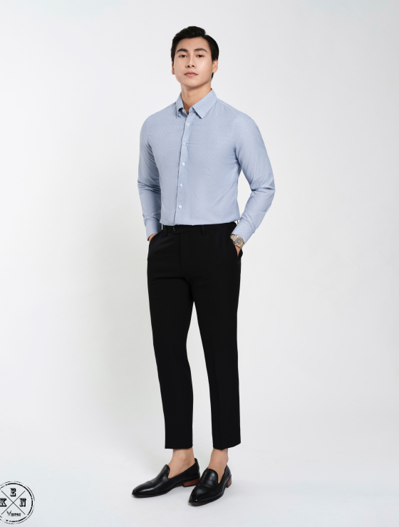 SƠ MI CHẤM BI XANH 
