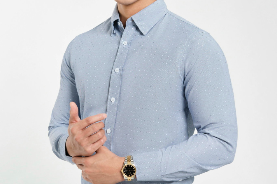 SƠ MI CHẤM BI XANH 