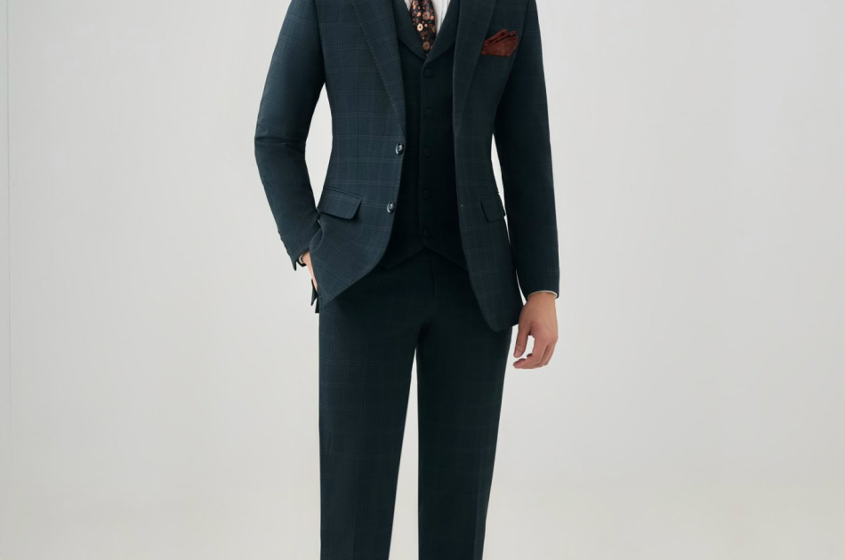 VEST CARO XANH RÊU - 565