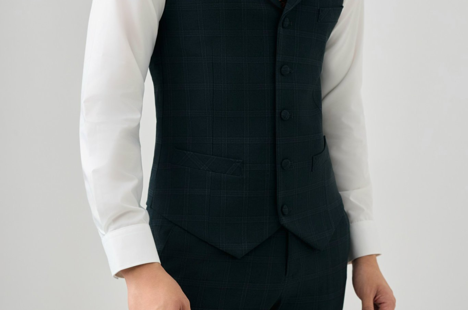 VEST CARO XANH RÊU - 565