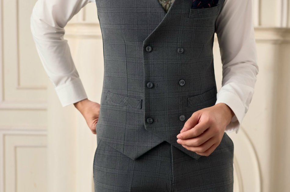 VEST CARO XÁM 562