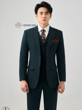 VEST CARO XANH RÊU - 565