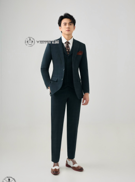 VEST CARO XANH RÊU - 565